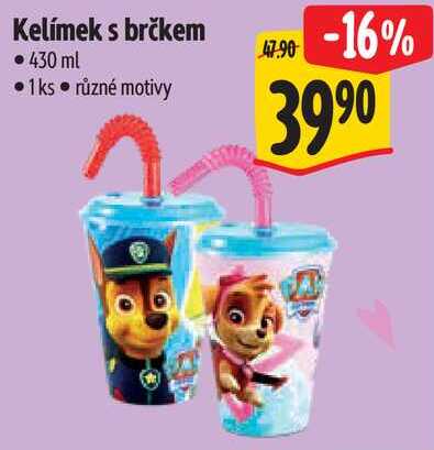 Kelímek s brčkem, 430 ml  