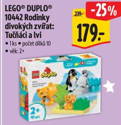 LEGO® DUPLO® 10442 Rodinky divokých zvířat: Tučňáci a lvi