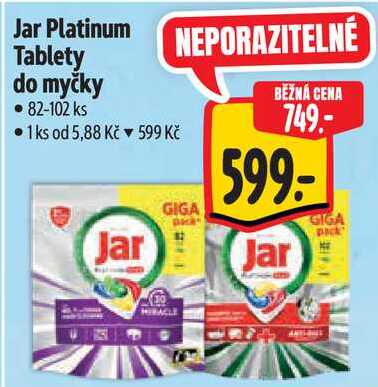 Jar Platinum Tablety do myčky, 82-102 ks Albert