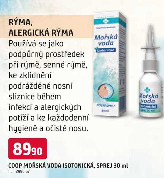 COOP MOŘSKÁ VODA ISOTONICKÁ, SPREJ 30 ml Trefa
