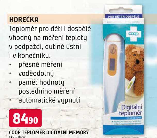 COOP TEPLOMĚR DIGITÁLNÍ MEMORY 1ks Trefa
