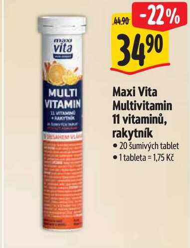 Maxi Vita Multivitamin 11 vitaminů, rakytník, 20 šumivých tablet  