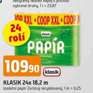KLASIK 24x 18,2 m toaletní papír 2vrstvý recyklovaný Trefa