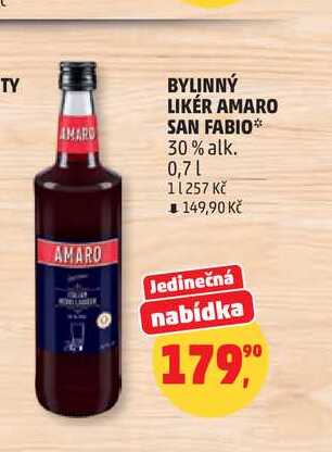 BYLINNÝ LIKÉR AMARO SAN FABIO 30% alk. 0,7l