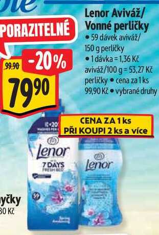 Lenor Aviváž/ Vonné perličky, 59 dávek aviváž/ 150 g perličky 