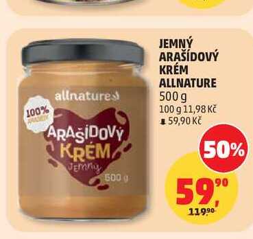 JEMNÝ ARAŠÍDOVÝ KRÉM ALLNATURE 500 g