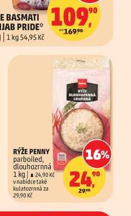 RÝŽE PENNY parboiled, dlouhozrnná 1 kg