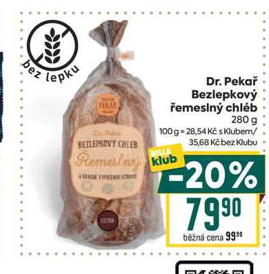 Dr. Pekař Bezlepkový řemeslný chléb 280 g 