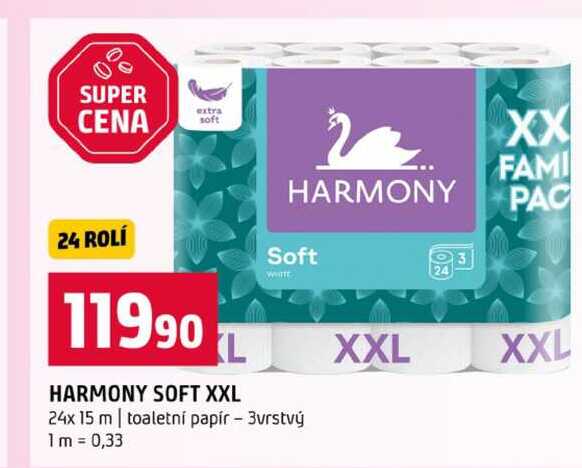 HARMONY SOFT XXL 24x 15 m toaletní papír 3vrstvý Terno