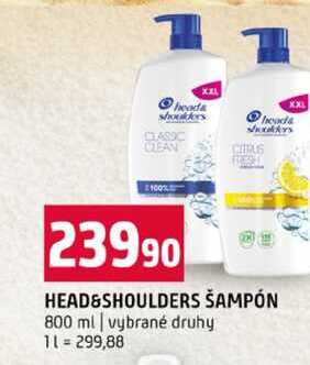 HEAD&SHOULDERS ŠAMPÓN 800 ml vybrané druhy Terno