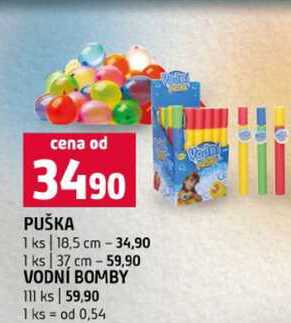 PUŠKA 1 ks 18,5 cm 1 ks 37 cm VODNÍ BOMBY Terno