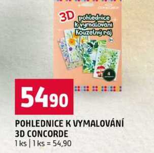 POHLEDNICE K VYMALOVÁNÍ 3D CONCORDE 1ks Terno