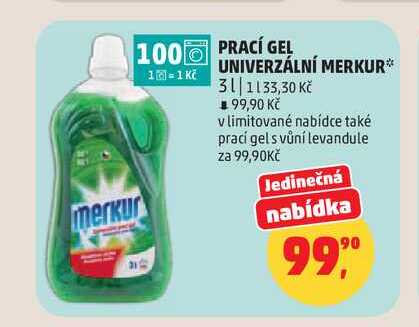 PRACÍ GEL UNIVERZÁLNÍ MERKUR 3l Penny Market