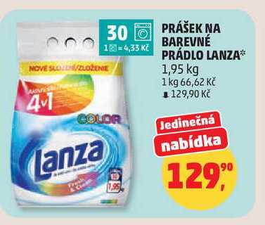 PRÁŠEK NA BAREVNÉ PRÁDLO LANZA 1,95 kg Penny Market