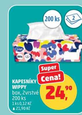 KAPESNÍKY WIPPY box, 2vrstvé 200 ks Penny Market