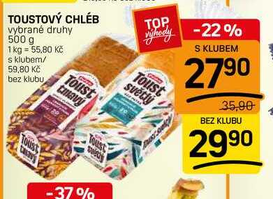 TOUSTOVÝ CHLÉB vybrané druhy 500 g