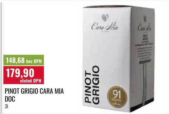 PINOT GRIGIO CARA MIA DOC, 3 l