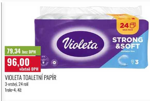 VIOLETA TOALETNÍ PAPÍR, 24 rolí Ratio