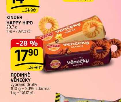 RODINNÉ VĚNEČKY vybrané druhy 100g