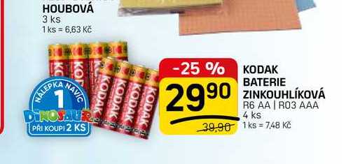 KODAK BATERIE ZINKOUHLÍKOVÁ R6 AA | R03 AAA 4 ks