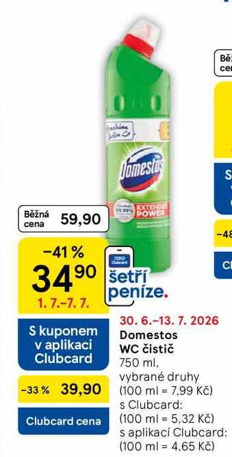 Domestos WC čistič, 750 ml Tesco