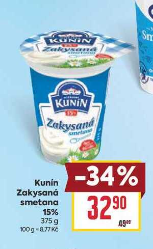 Kunín Zakysaná smetana 15% 375 g  v akci