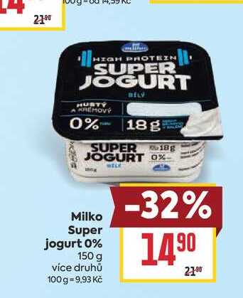 Milko Super jogurt 0% 150g