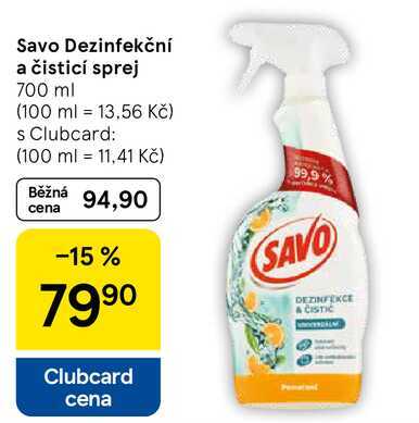 Savo Dezinfekční a čisticí sprej, 700 ml Tesco
