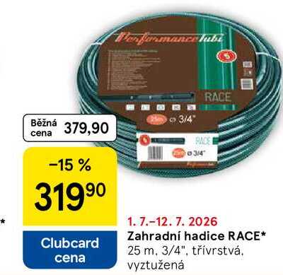 Zahradní hadice RACE, 25 m, 3/4", třívrstvá. vyztužená