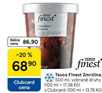 Tesco Finest Zmrzlina, 500 ml, vybrané druhy 