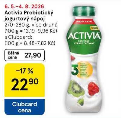 Activia Probiotický jogurtový nápoj, 270-280 g 