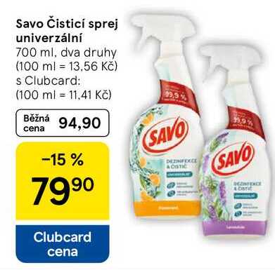 Savo Čisticí sprej univerzální, 700 ml, dva druhy Tesco