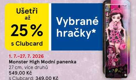 Monster High Modní panenka 27 cm, více druhů Tesco