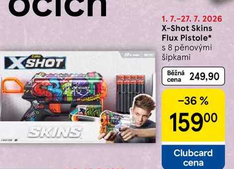 X-Shot Skins Flux Pistole, s 8 pěnovými šipkami Tesco
