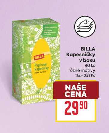 BILLA Kapesničky v boxu 90 ks BILLA