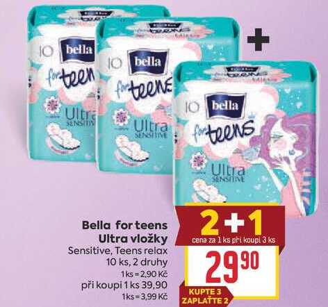 Bella for teens Ultra vložky Sensitive, Teens relax 10 ks