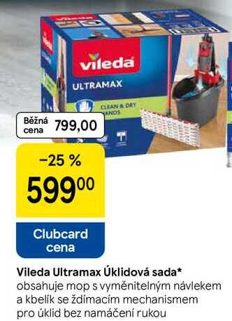 Vileda Ultramax Úklidová sada, obsahuje mop s vyměnitelným návlekem a kbelík se ždímacím mechanismem Tesco