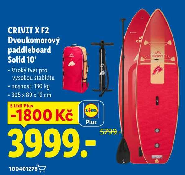 CRIVIT X F2 Dvoukomorový paddleboard Solid 10'  