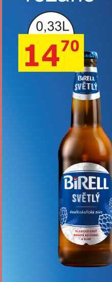 Radegast Birell světlý, nealkoholické pivo 0.33l