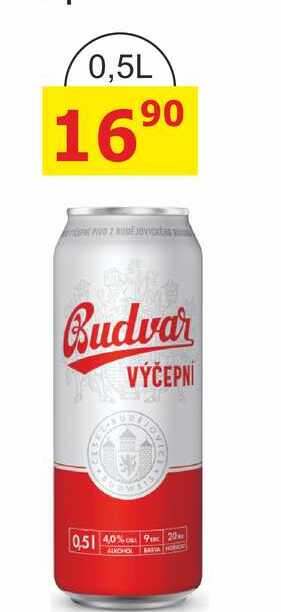 BUDVAR Pivo světlé výčepní 0,5l 0.5l plechovka