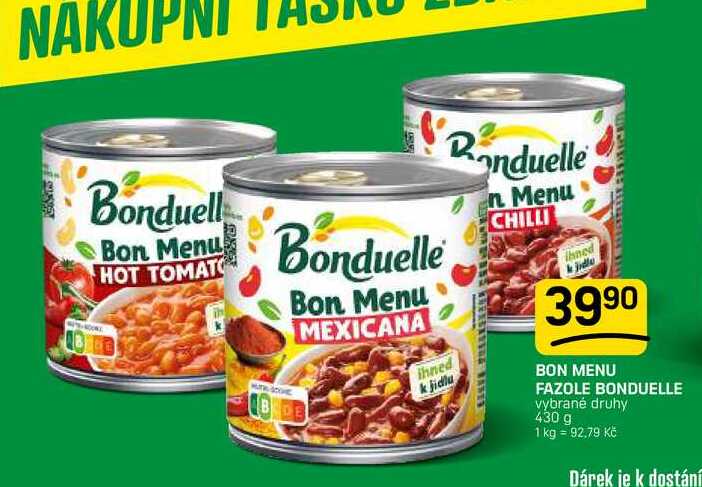 BON MENU FAZOLE BONDUELLE vybrané druhy 430 g 