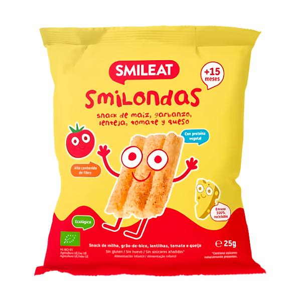 Smileat BIO Kukuřičné křupky cizrna, čočka, rajče a sýr s olivovým olejem a vitaminem B1 15m+ Košík.cz