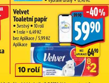 Velvet Toaletní papír 3vrstvý 10 rolí