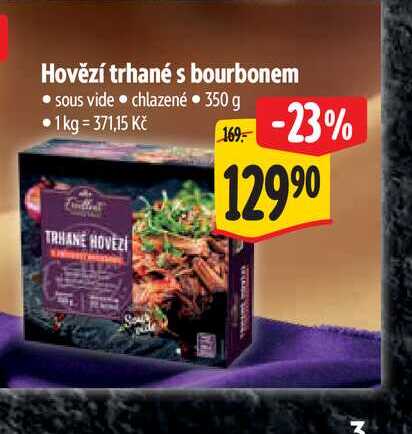 Hovězí trhané s bourbonem sous vide chlazené 350 g