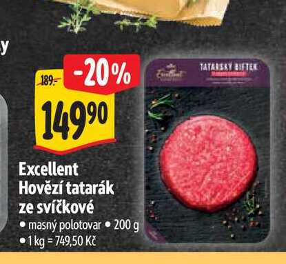 Excellent Hovězí tatarák ze svíčkové 200 g