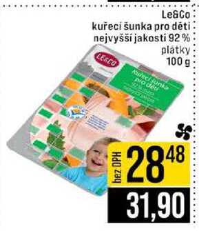 Le&Co kuřecí šunka pro děti nejvyšší jakosti 92% plátky 100 g 