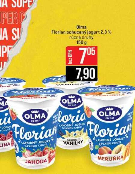 Olma Florian ochucený jogurt 2.3% různé druhy 150 g