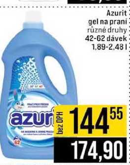 Azurit gel na prani různé druhy 42-62 dávek 1.89-2.48l
