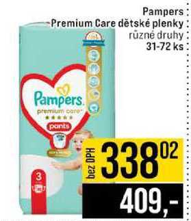 Pampers Premium Care dětské plenky různé druhy 31-72 ks 