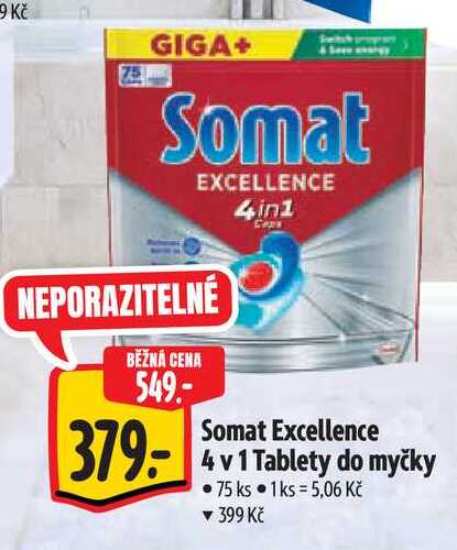 Somat Excellence 4 v 1 Tablety do myčky 75 ks